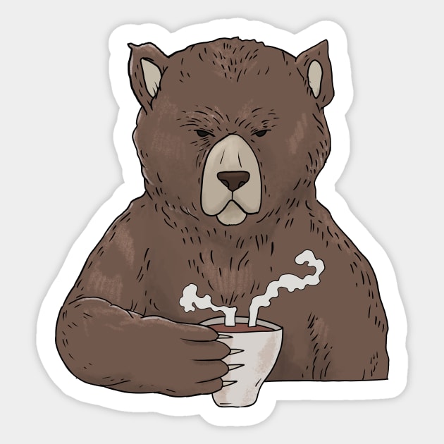 Grumpy Bear with Coffee Morning Grouch Sticker by Mesyo